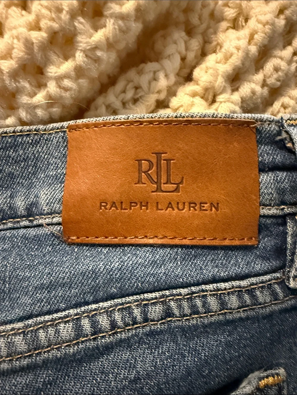 Lauren Ralph Lauren Women's Blue Patchwork Boot Cut Jeans Size 12 - Picture 4 of 7